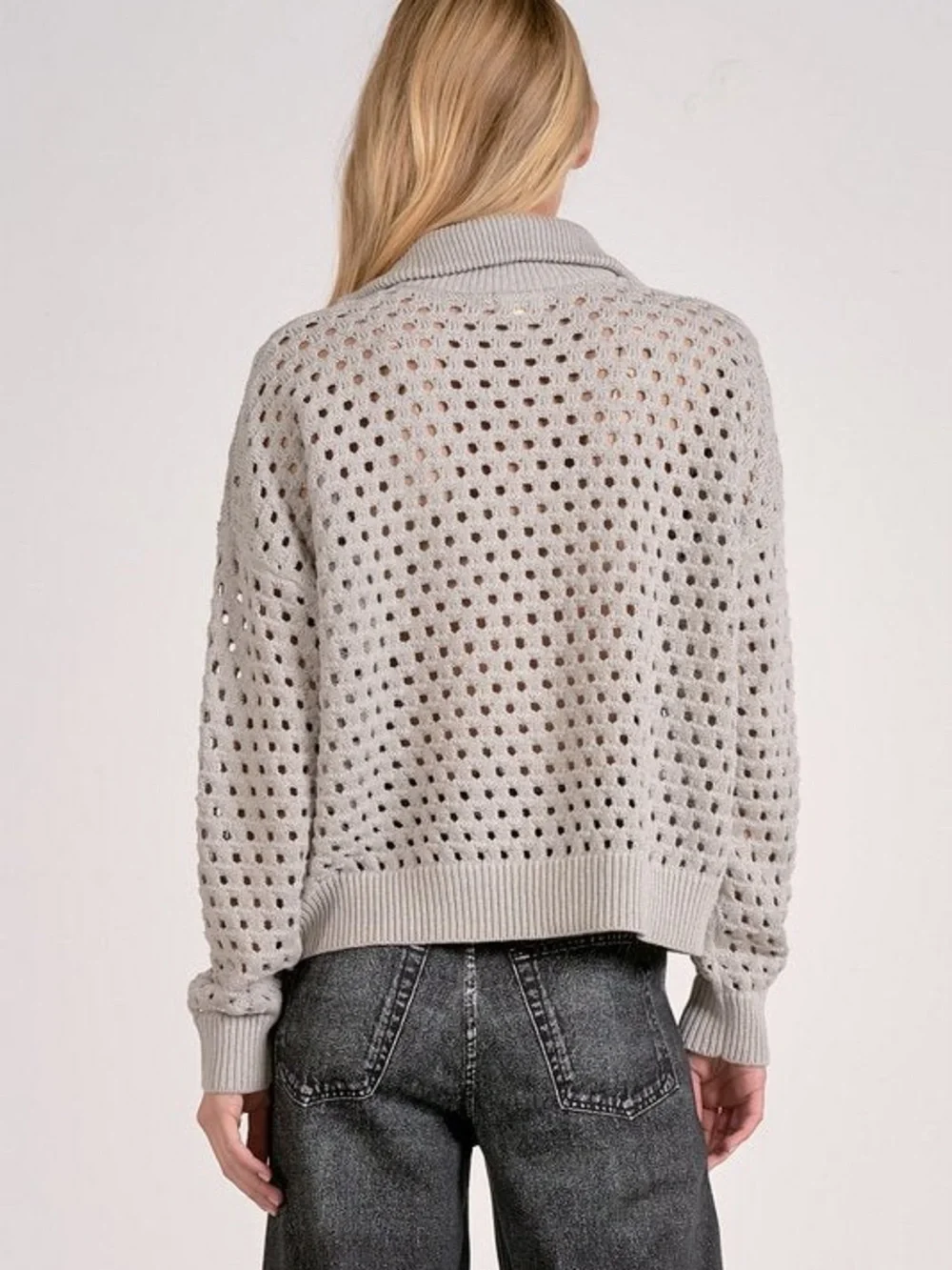 ELAN Arabella chunky half zip knit sweater woman's size medium relaxed fit NWT